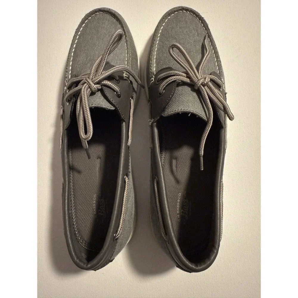 GH Bass & Co Mens Dock Boat Shoes Grey Canvas Loafers 12 M